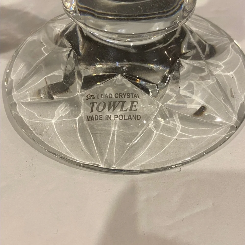 Set of 2 Towle 10” Leaded Crystal Tapered Candlestick Holders